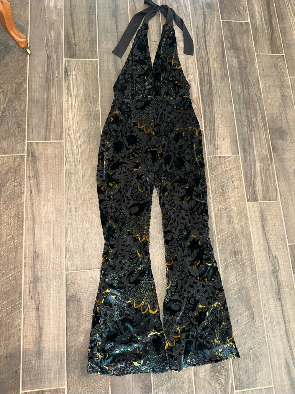 Nasty Gal Floral Devore Halterneck Flared Jumpsuit - Picture 5 of 13